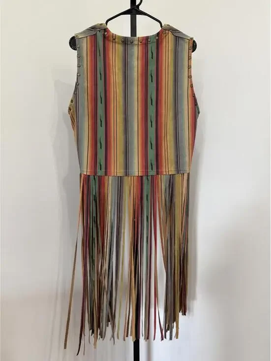 Scully Women's Serape Striped Print Fringe Vest XXL - Picture 8 of 9